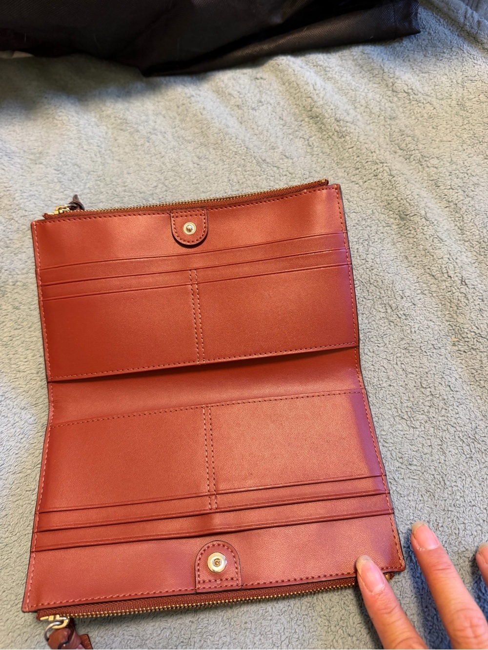 kate spade Rust Brown Leather Foldover Wallet
